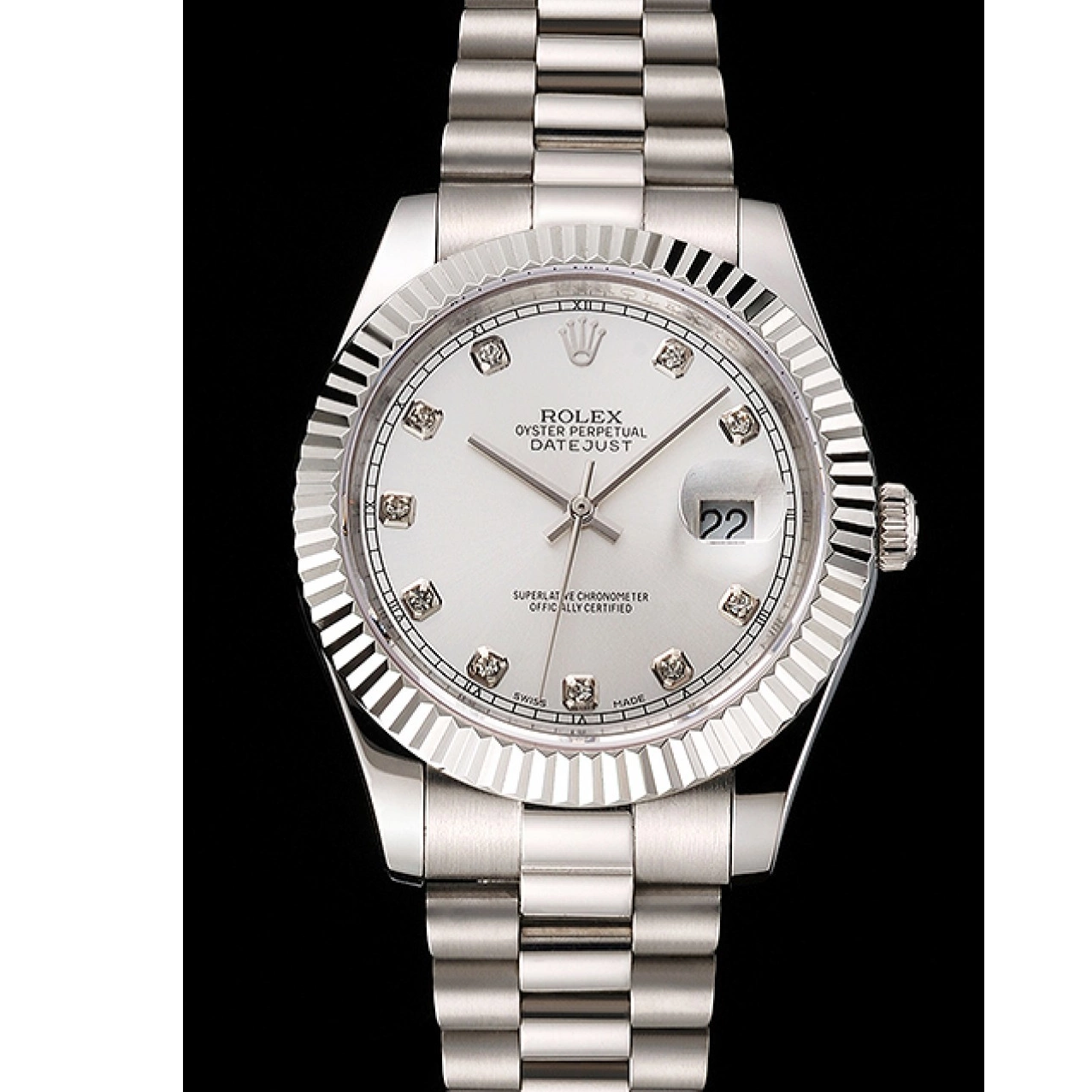 Rolex aaa copy Case Steel And Swiss Dial Rolex Stainless Silver Datejust Bracelet 0805